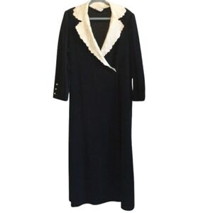 Vintage Vanity Fair Velour Robe L Quilted‎ Collar Pearl Buttons Gothic Victorian